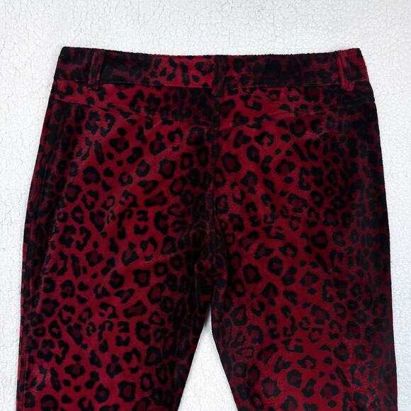 Vintage Lip Service Freaks in Fur Red Faux Leopard Print Pants 11 Y2K Mall Goth - Picture 5 of 16